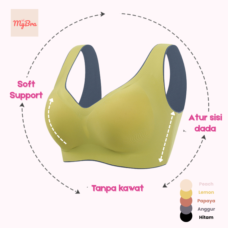 MyBra Bra Tanpa Kawat Seamless Wanita Dalaman BH Beha Minimizer  Jumbo Sport Olahraga Lebar tempel