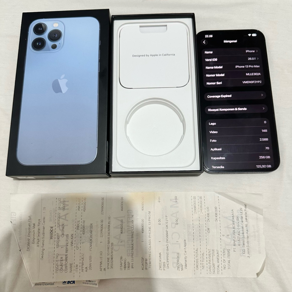 Iphone 13 pro max 256gb blue ex digimap second preloved