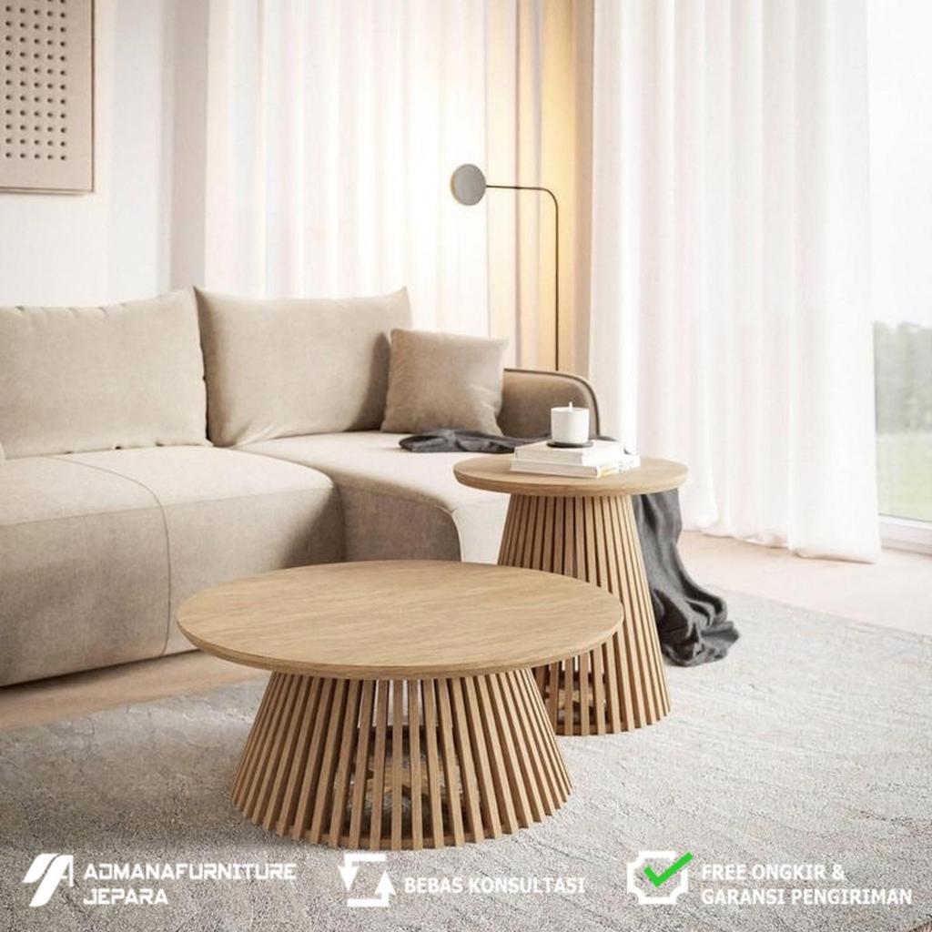 Coffee Table 2 Meja Kecil Dan Besar | Meja Tamu Kaki Jari Jari Kayu Jati