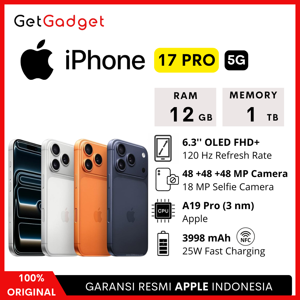 Apple iPhone 17 Pro - 256GB 512GB 1TB - New Baru Original Garansi Resmi Indonesia GDN iBox