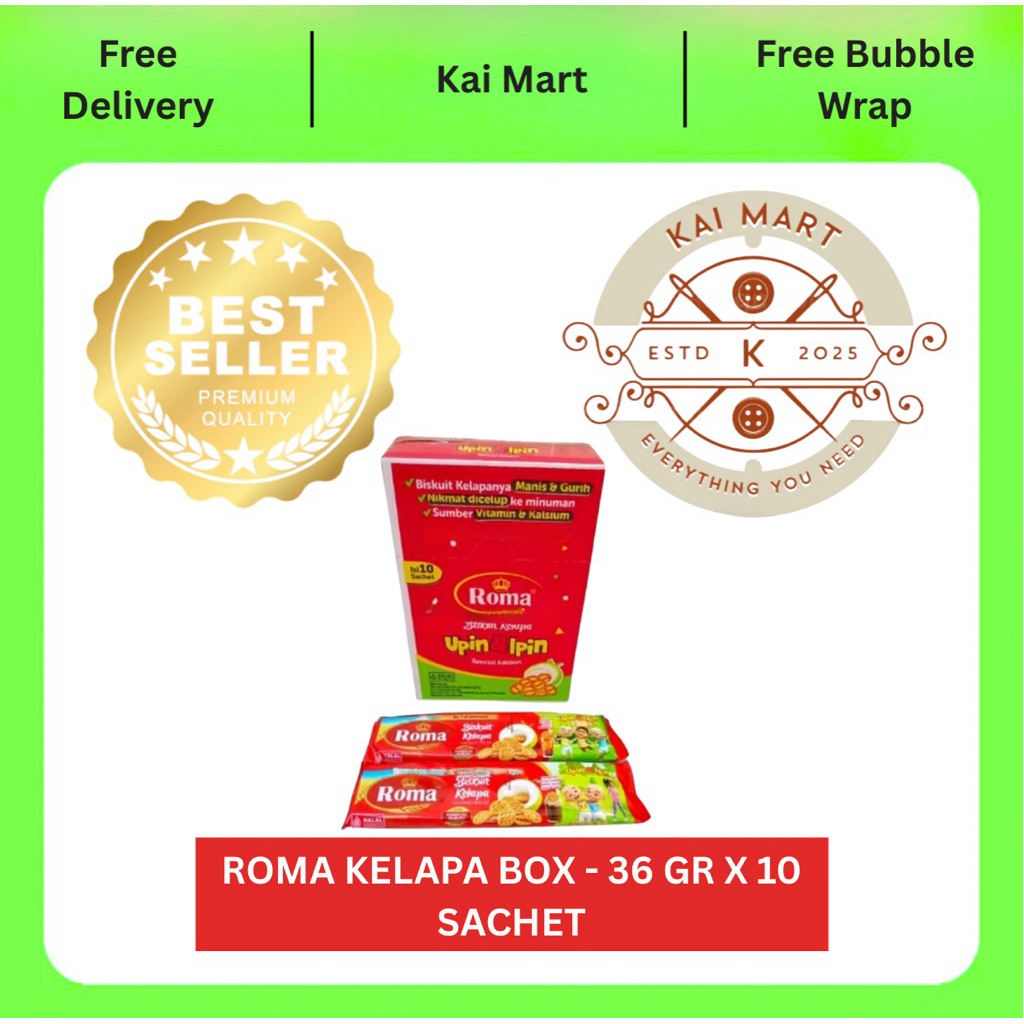 Biskuit Roma Kelapa 36 gr - 1 Pack isi 10 Sachet