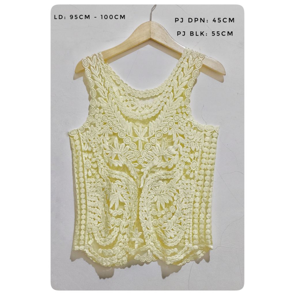 KAOS VEST YUKENSI BROKAT KUNING MUDA