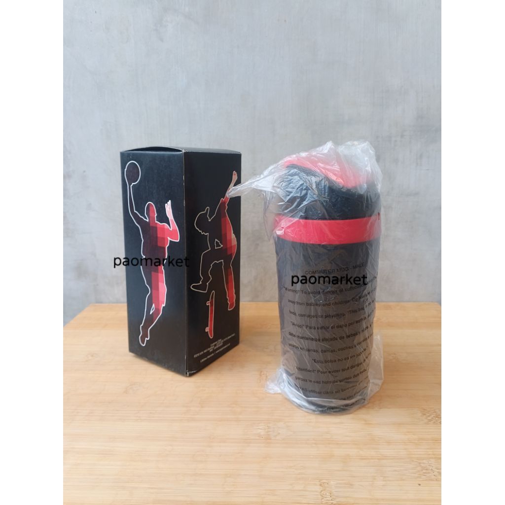 tupperware commuter mug 360 ml hitam merah - termos tupperware new original black red