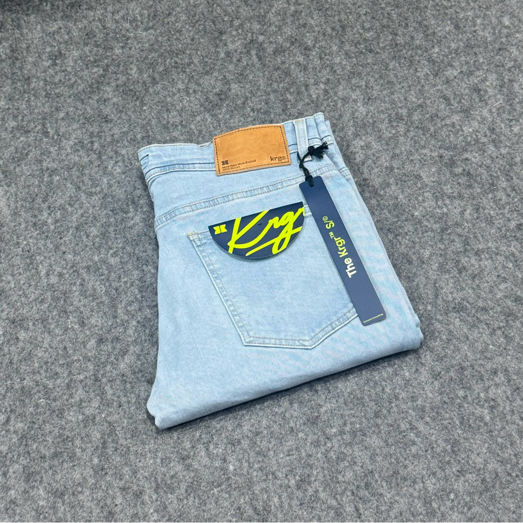 Celana Panjang Jeans KRGR Original Warna Biru Aqua Slim-Fit