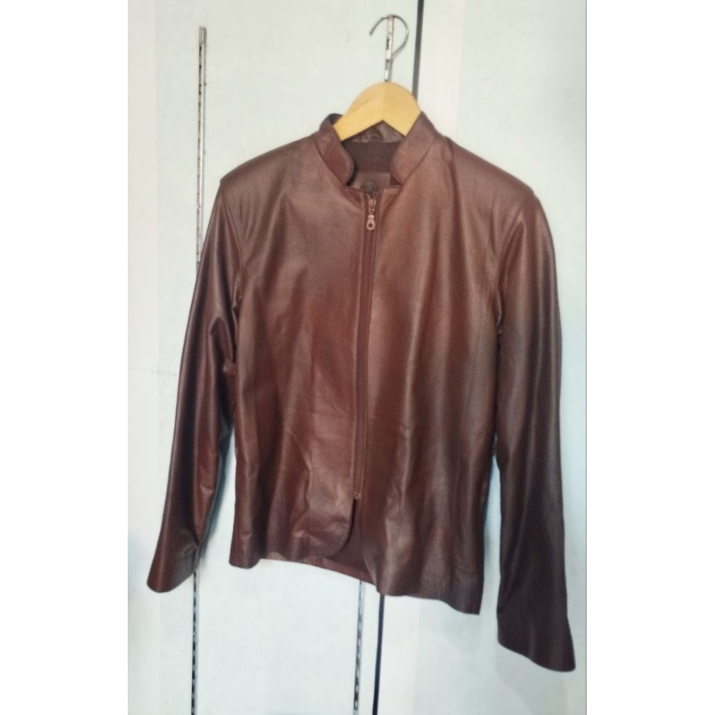 Jaket kulit domba AC/DC pria size M, wanita size L READY