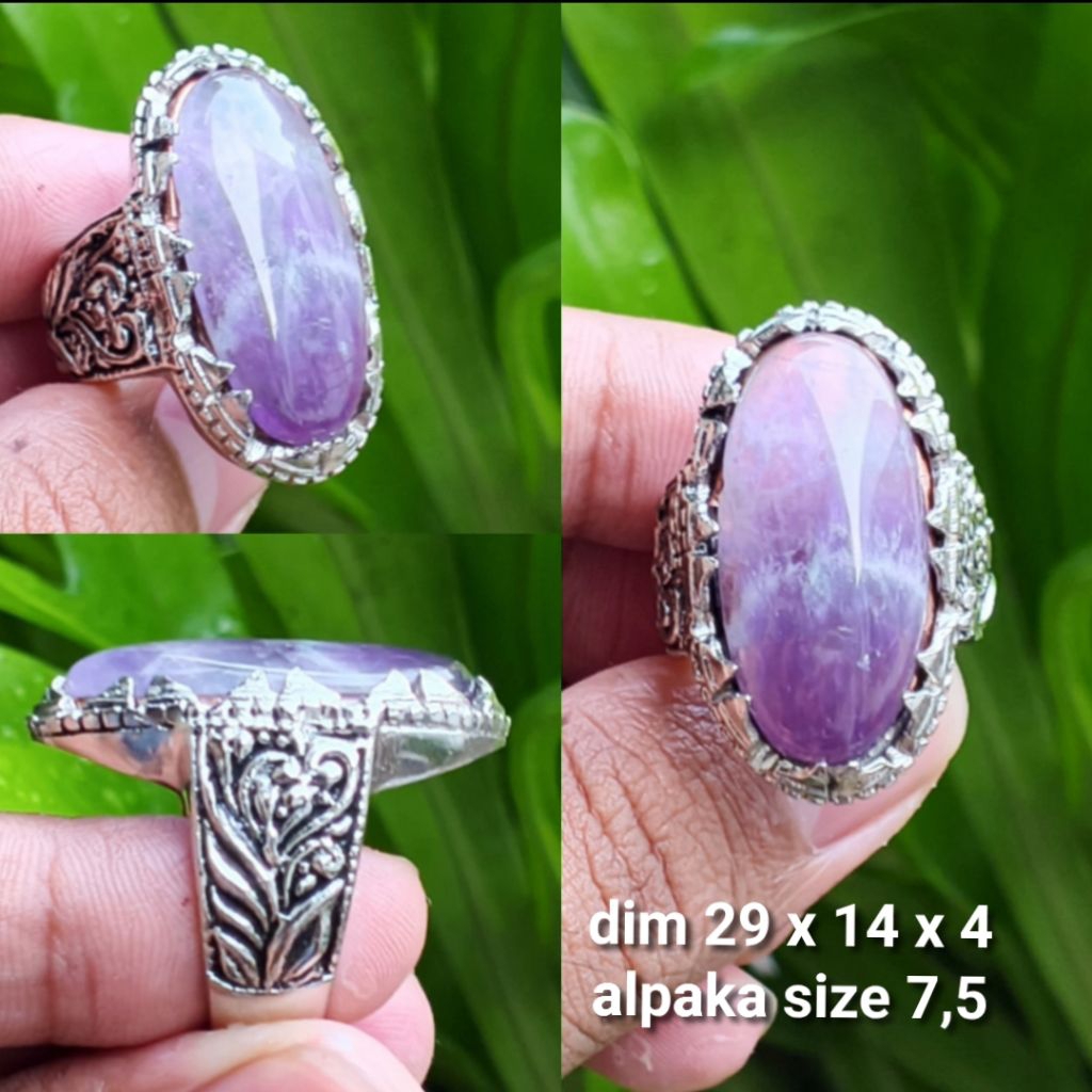 cincin batu akik kecubung ametis motif junder