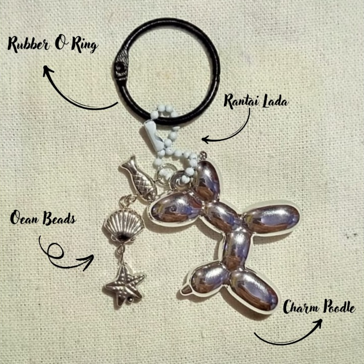 Gantungan MAnik - Manik | Keychain | Poodle Silver