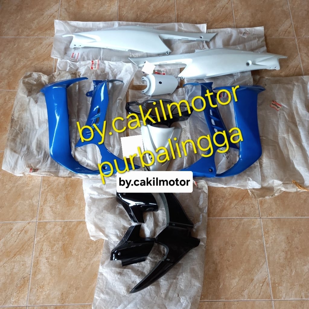bodi set cover body halus satria hiu LSCM biru putih original sgp