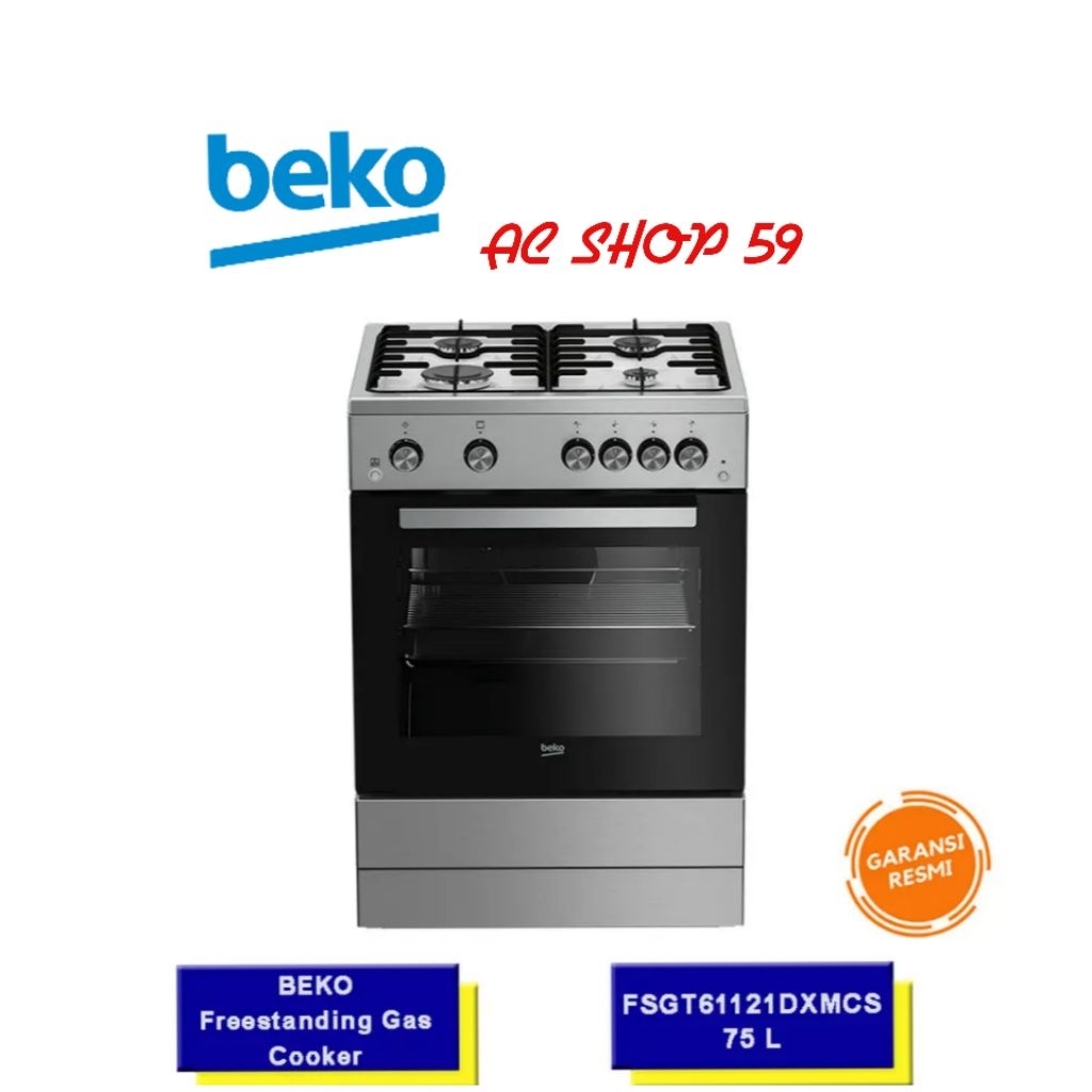 Kompor Freestanding BEKO FSGT61121DXMCS 4 Tungku Gas Oven 75L New