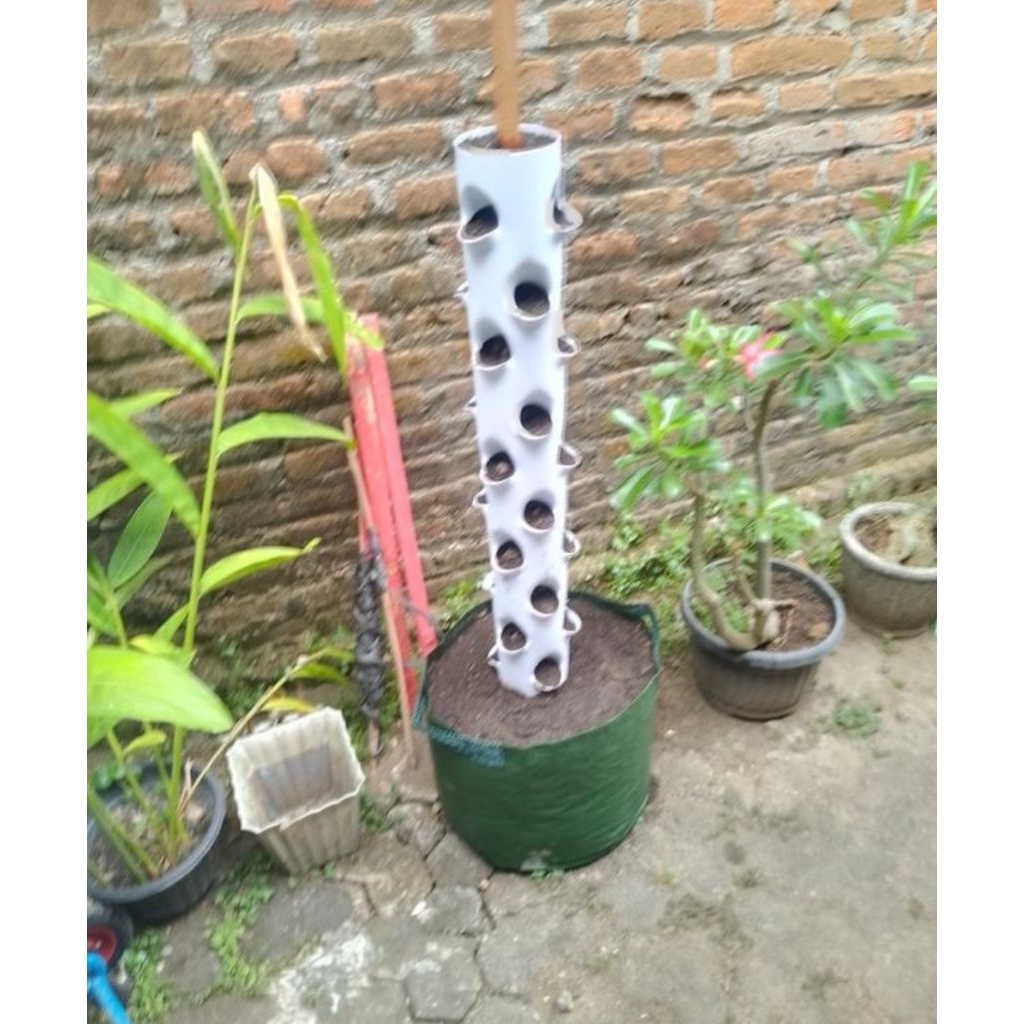 hidroponik tower vertikal garden 4inch 100cm 30 lubang
