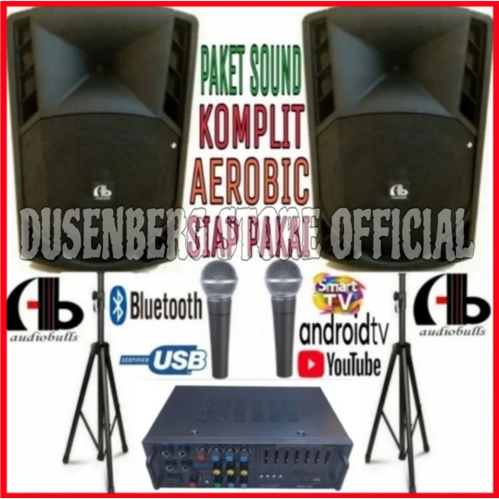 Paket Karaoke Bass & Aerobic ,Karaoke ,Senam Ampli Karaoke Bluetooth Dan Speaker 12 Inch