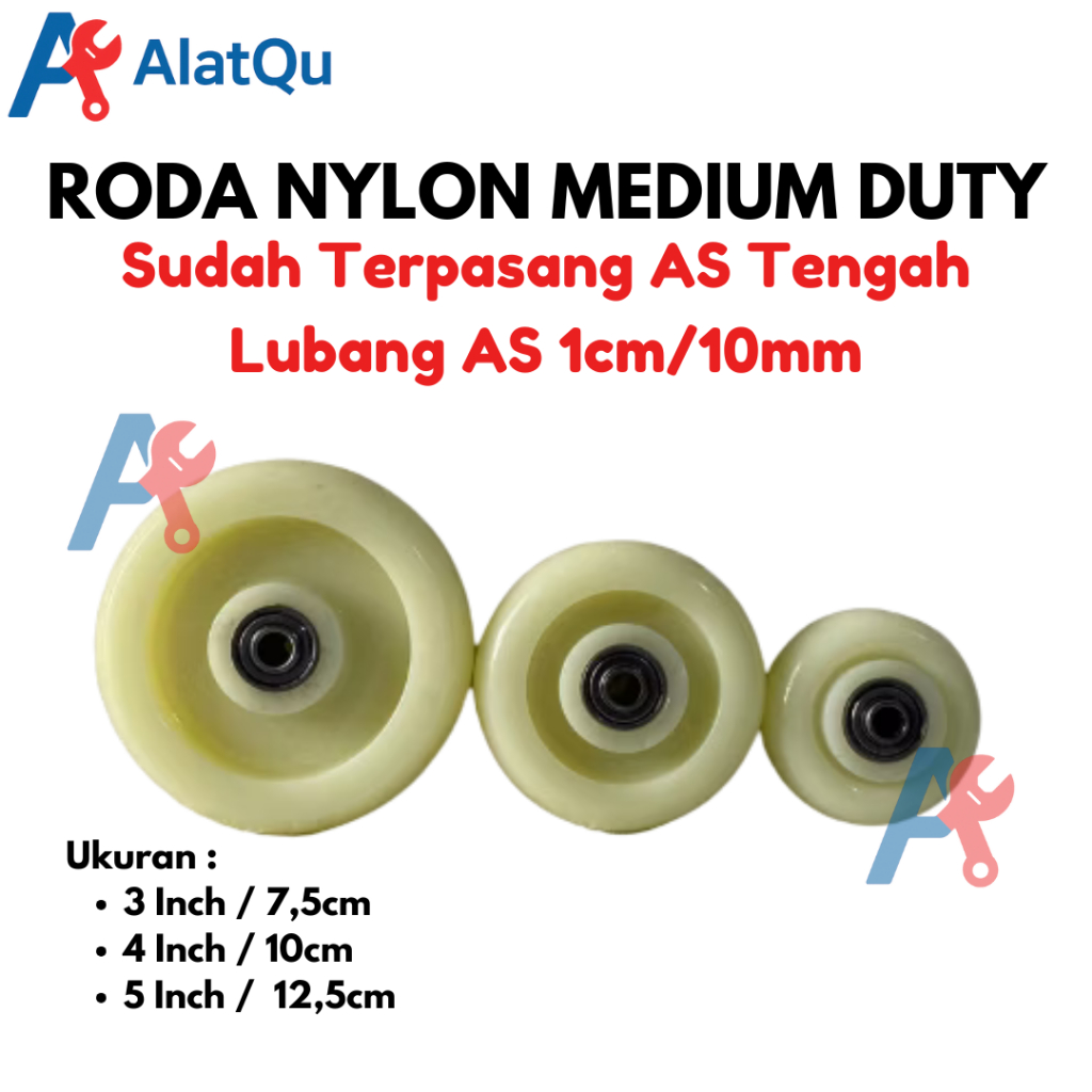 Roda Nylon Wheel Only Medium Duty Double Bearing Trolley Etalase Lori 3" 4" 5" Inch XpTool SUDAH TER