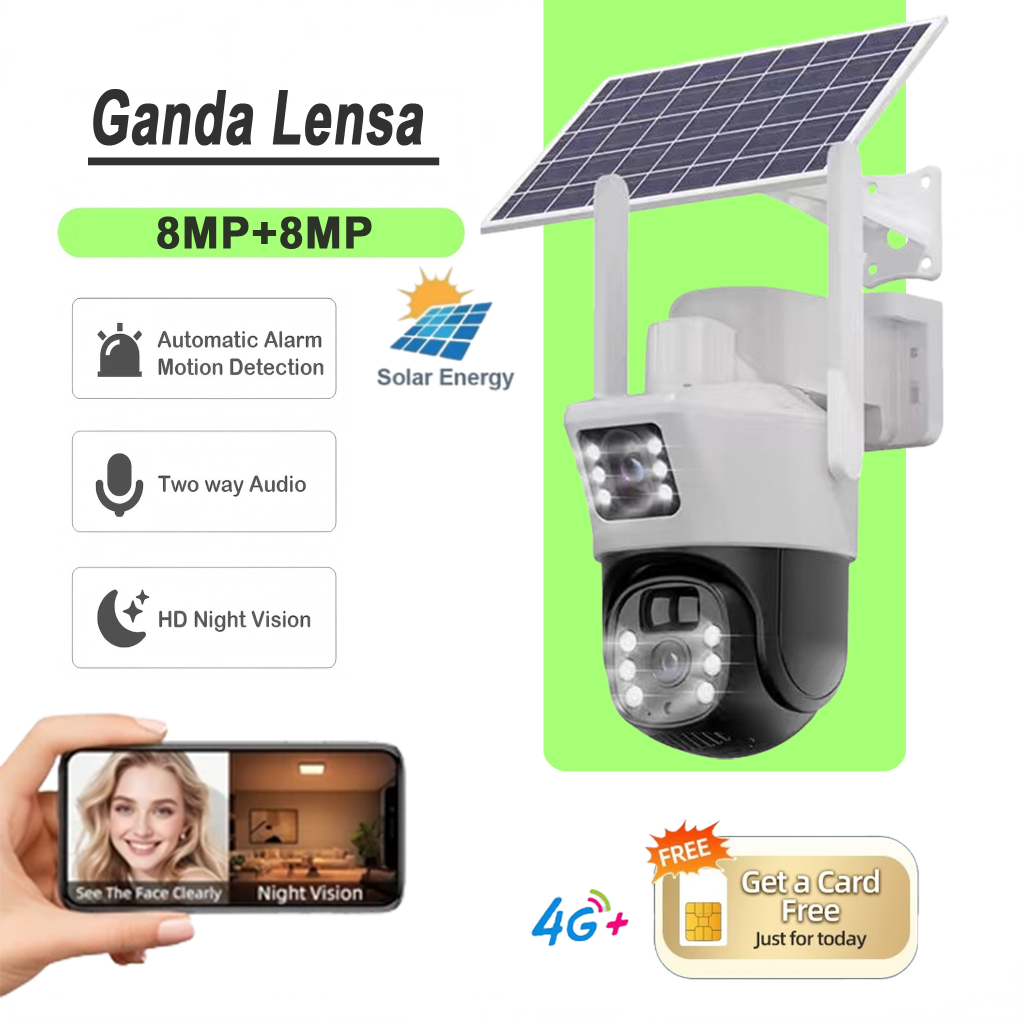V380 Solar 4G/wifi CCTV IP Camera HD Outdoor connect to phone wireless PTZ night vision Dual lens