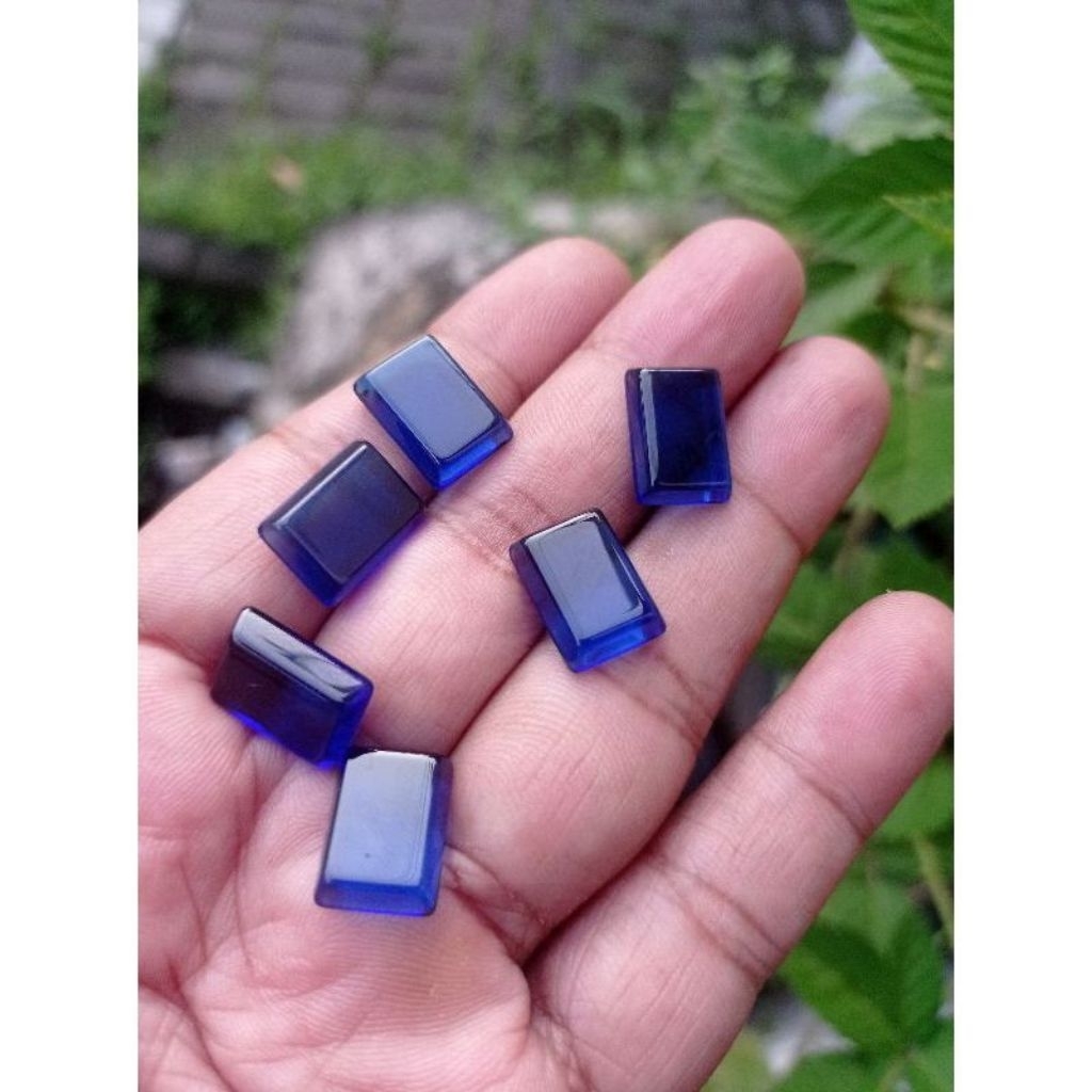 permata kotak king safir blue royal cyklop papua 14x10 mm