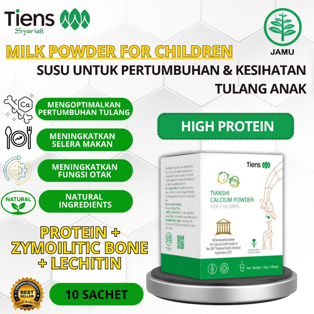 Tianshi Calcium Powder For Children 10 Sachet Original BPOM Halal | Susu Kalsium Peninggi Badan Anak