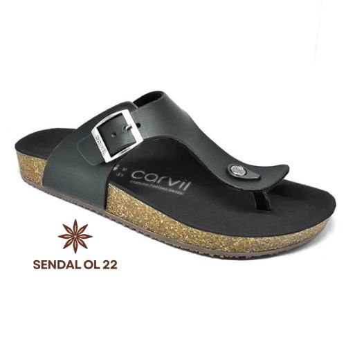 Carvil Sandal Jepit Kulit Asli Cokelat Hitam Sandal Kulit Asli Pria Sandal Carvil Original 100%