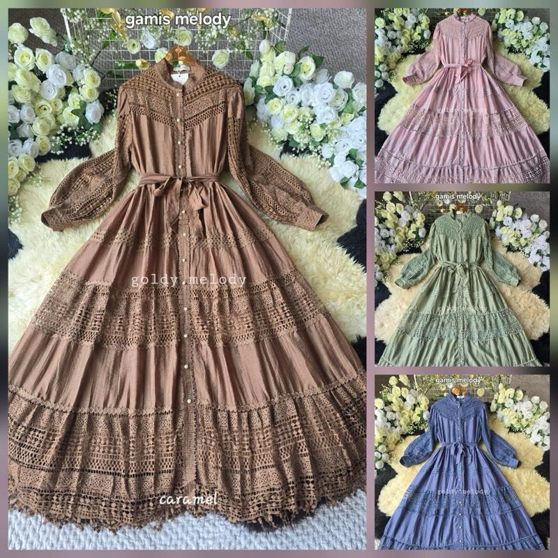 Orenji-Gamis Goldy Melody gamis mewah mayung renda