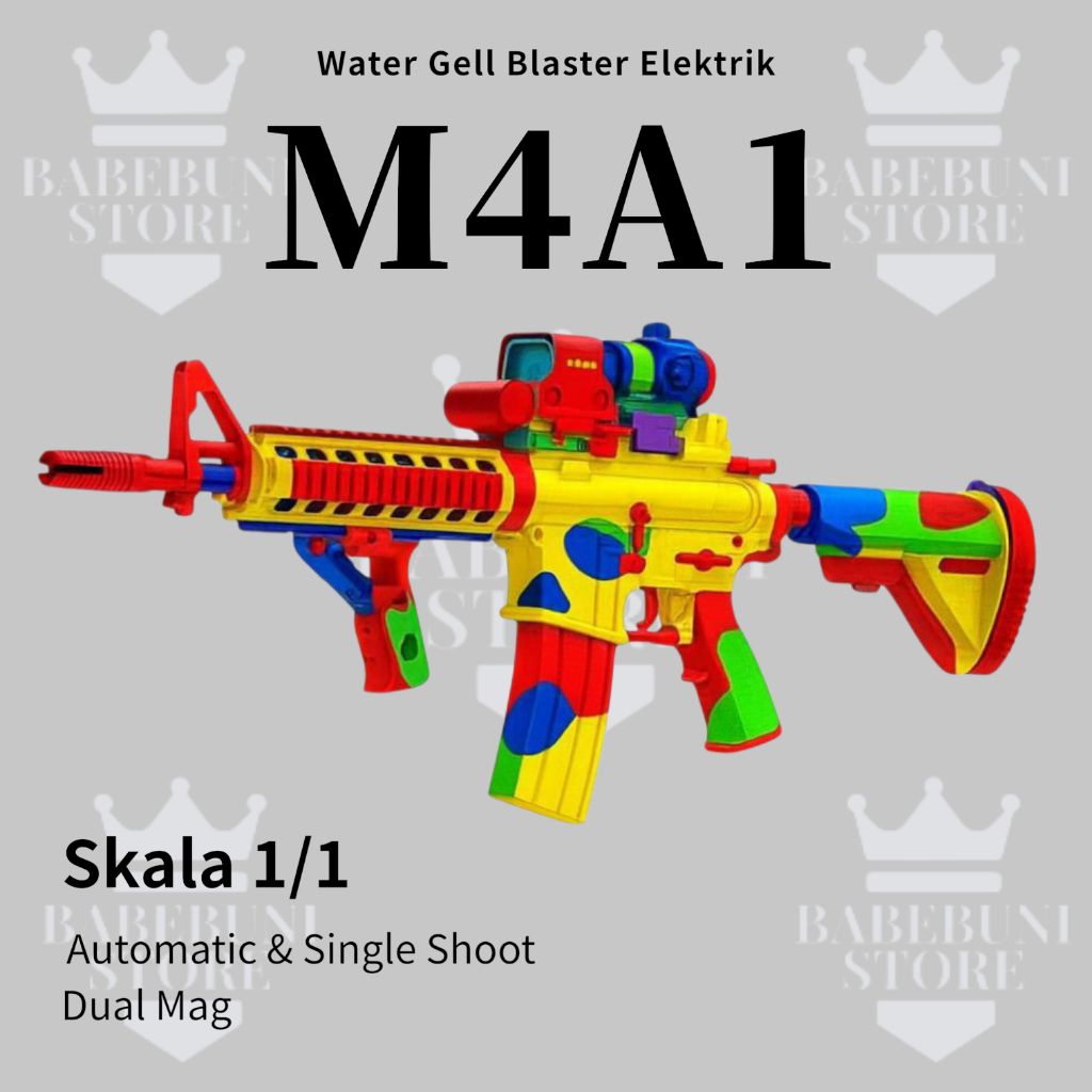 Mainan Anak Cowok Tembak Water Gell Blaster WGB M4A1 Weihui Elektrik Dual Mode Full Auto Baterai Cas