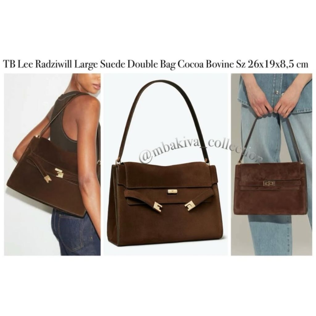TB Lee Radziwill Large Suede Double Bag Cocoa Bovine