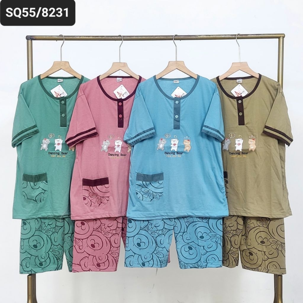 AMRO Babydoll celana 3/4 Amro Lebel putih