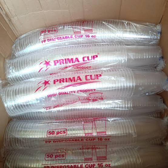 Gelas Cup Plastik Teh 16oz Prima dan Kopi Cap Anggur
