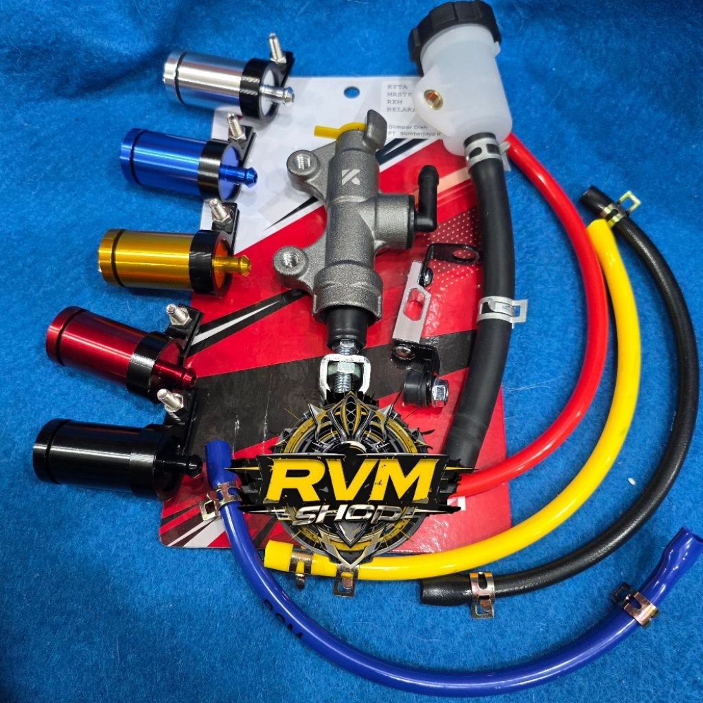 PAKETAN SET MASTER REM BELAKANG TONJOKAN REM KTC/KYTACO KYTA 14MM ORIGINAL+TABUNG CNC+SELANG+BREKET 