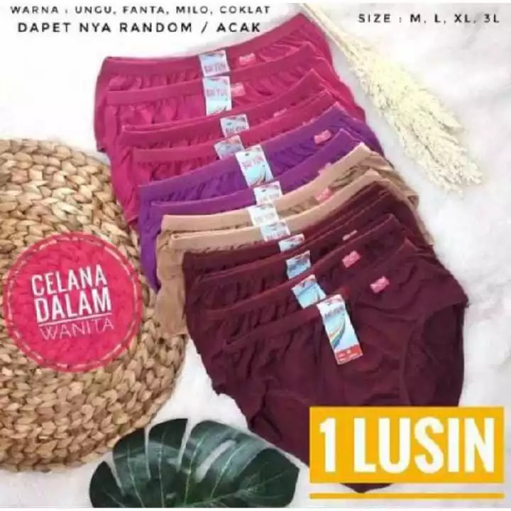 PROMO Celana Dalam Wanita Katun Adem Nyaman 6/12 Pcs || Celana Dalam Wanita Polos Katun Adem Nyaman