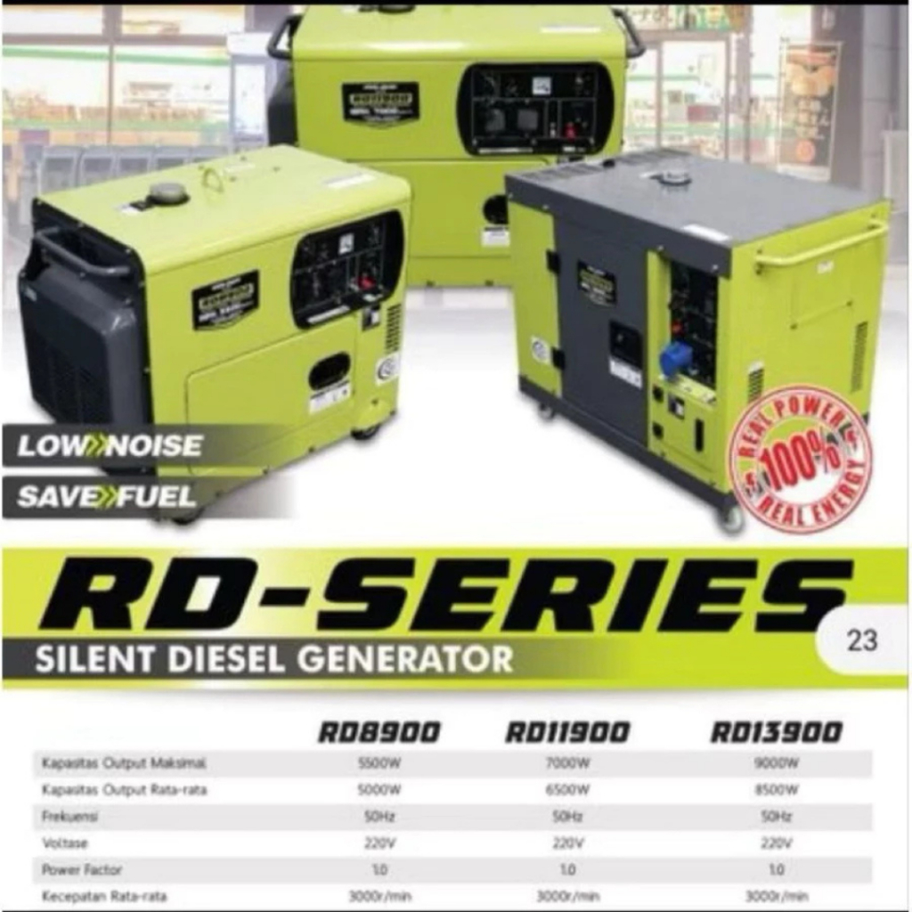 RD8900 GENSET GENERATOR LISTRIK SILENT SOLAR 5000 WATT PROQUIP RD 8900