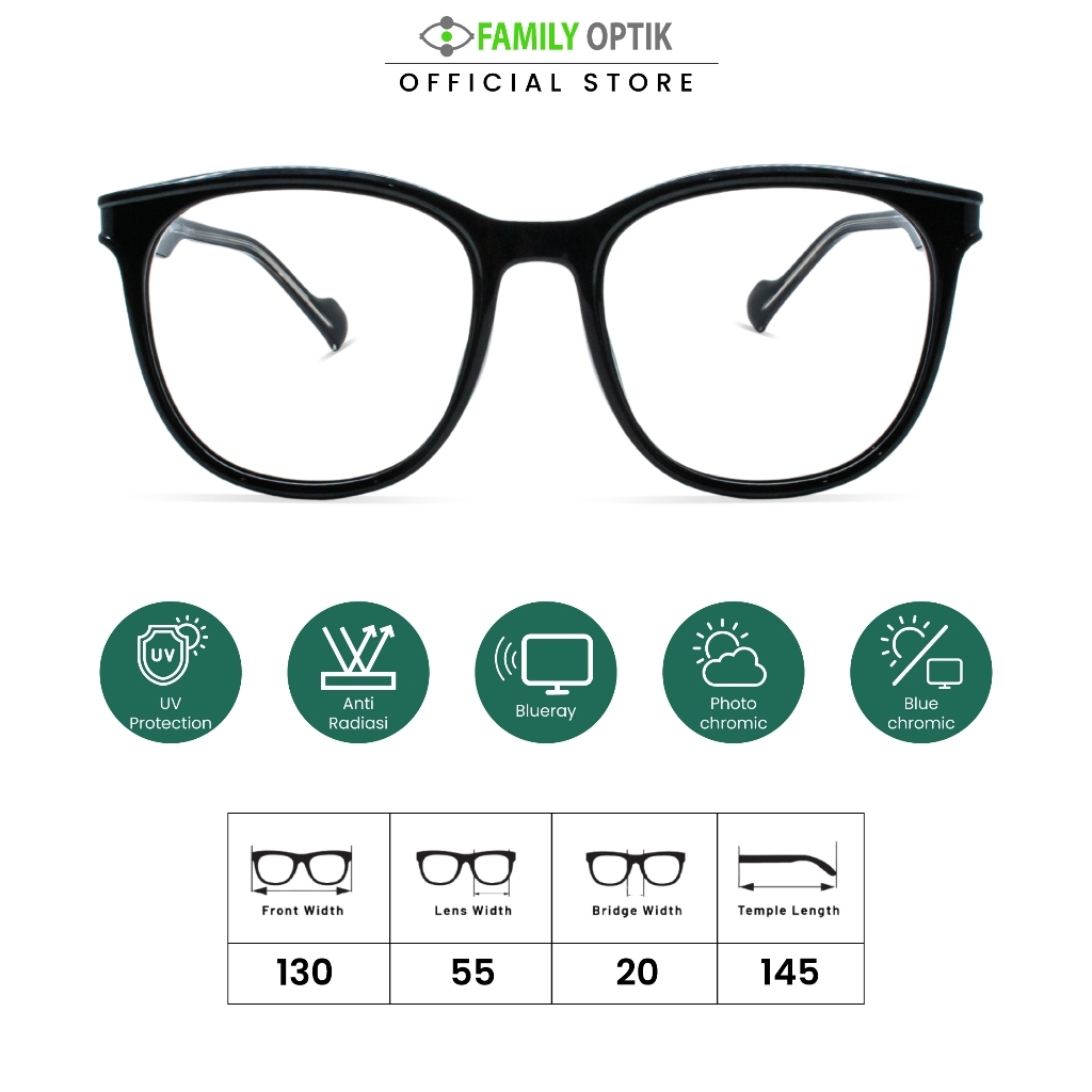 Family Optik - Kacamata Vintage Blueray Photocromic Anti Radiasi 20578
