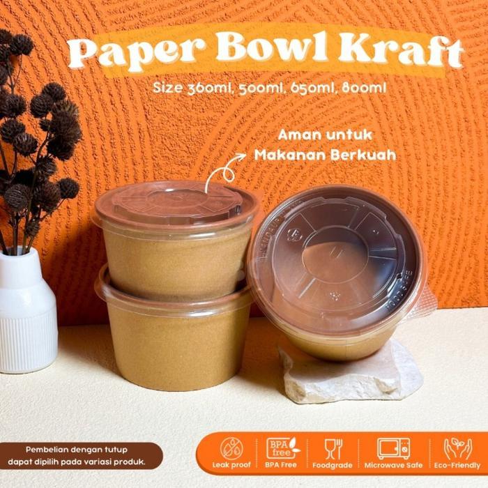 Paper Bowl Kraft  + TutupRice Bowl Kraft / Mangkok Kertas / Paper Bowl Coklat