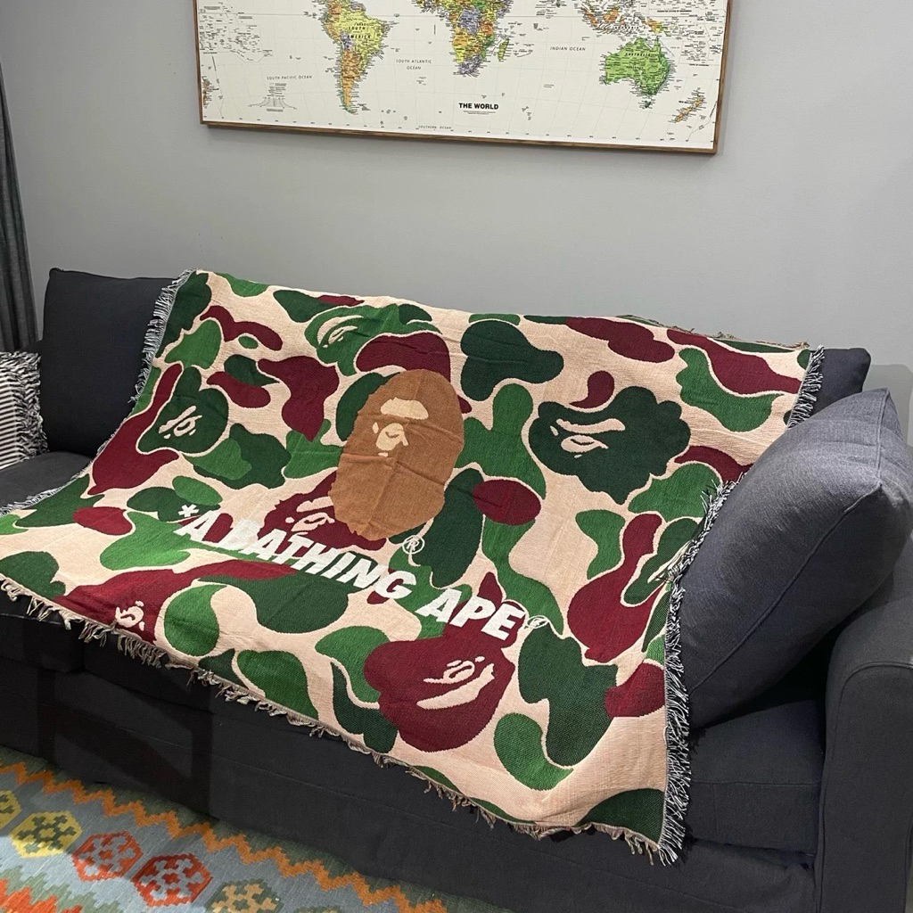 Woven Tapestry A Bathing Ape BAPE Gorila | Throw Blanket Selimut Rajut Knit Alas Kursi Karpet | Wall