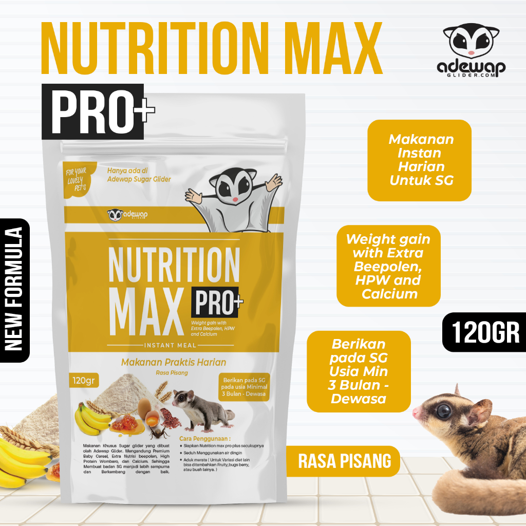 ADEWAP GLIDER Nutrition Max Pro Plus Baru Rasa Pisang Makanan Harian Nutrisi Sugar Glider