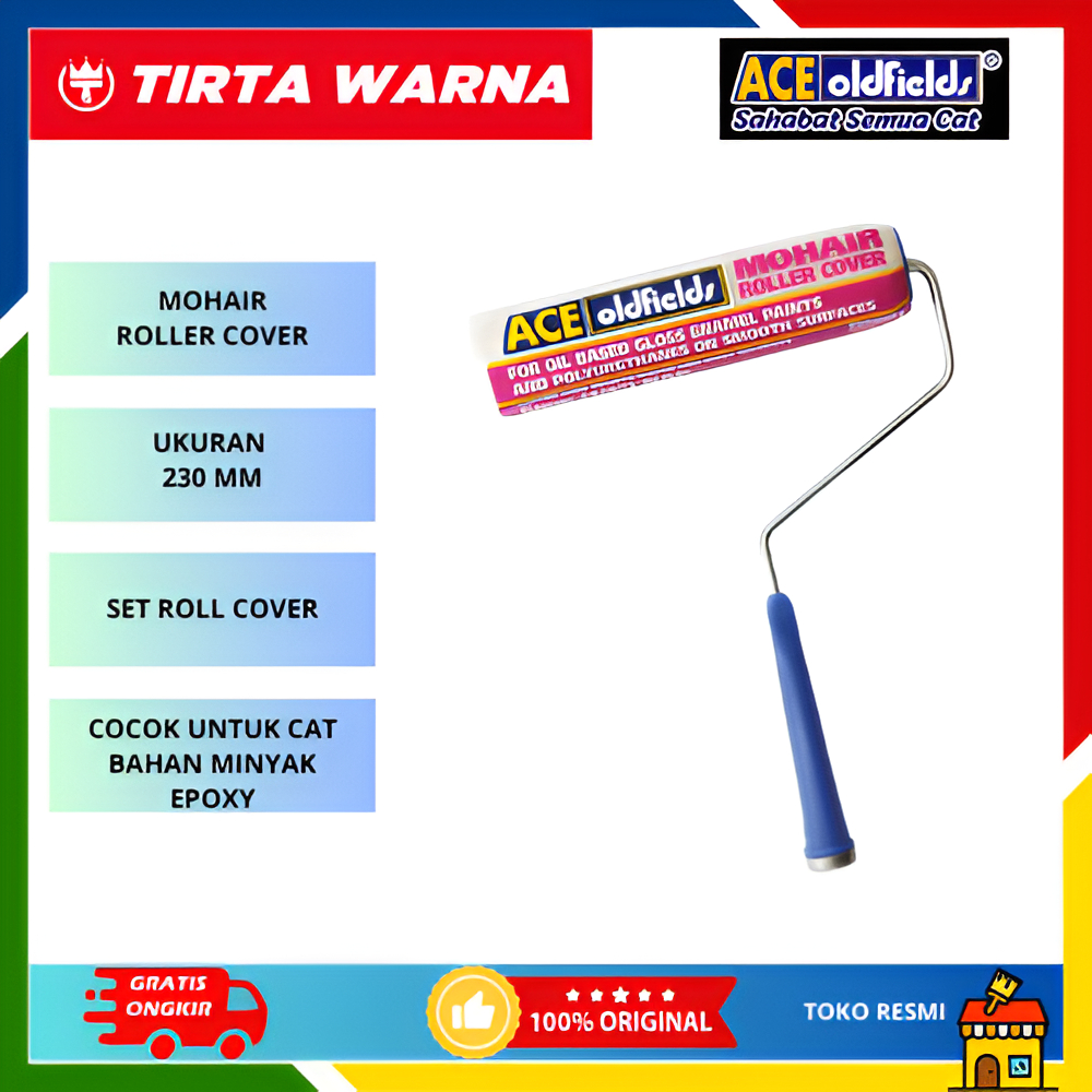 Ace Oldfields - Kuas Roll Rol Cat Paint Roller Brush Tembok Mohair / Roll Ace Oldfields Mohair