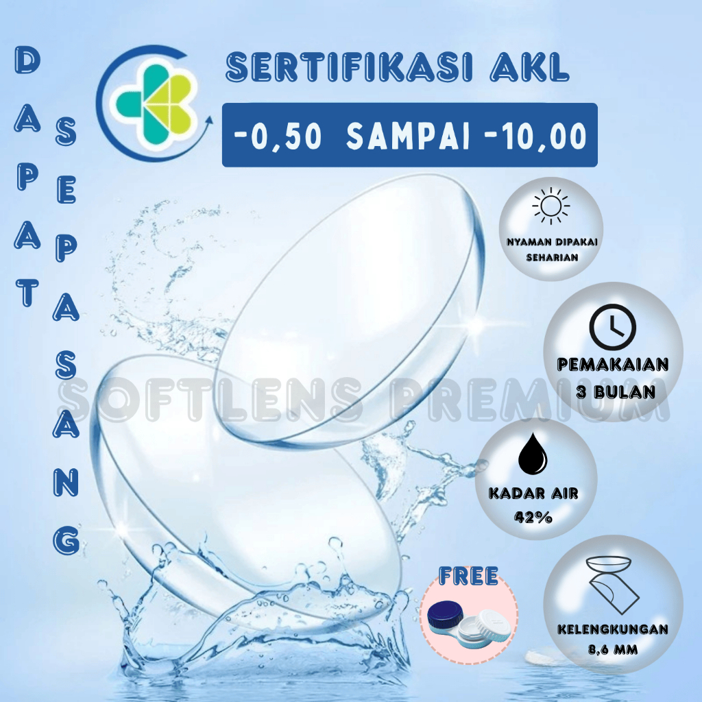 Softlens BENING BULANAN MINUS PREMIUM 3BULAN | Softlens Clear Minus 0,5 Sampai Minus 10 READY | Soft