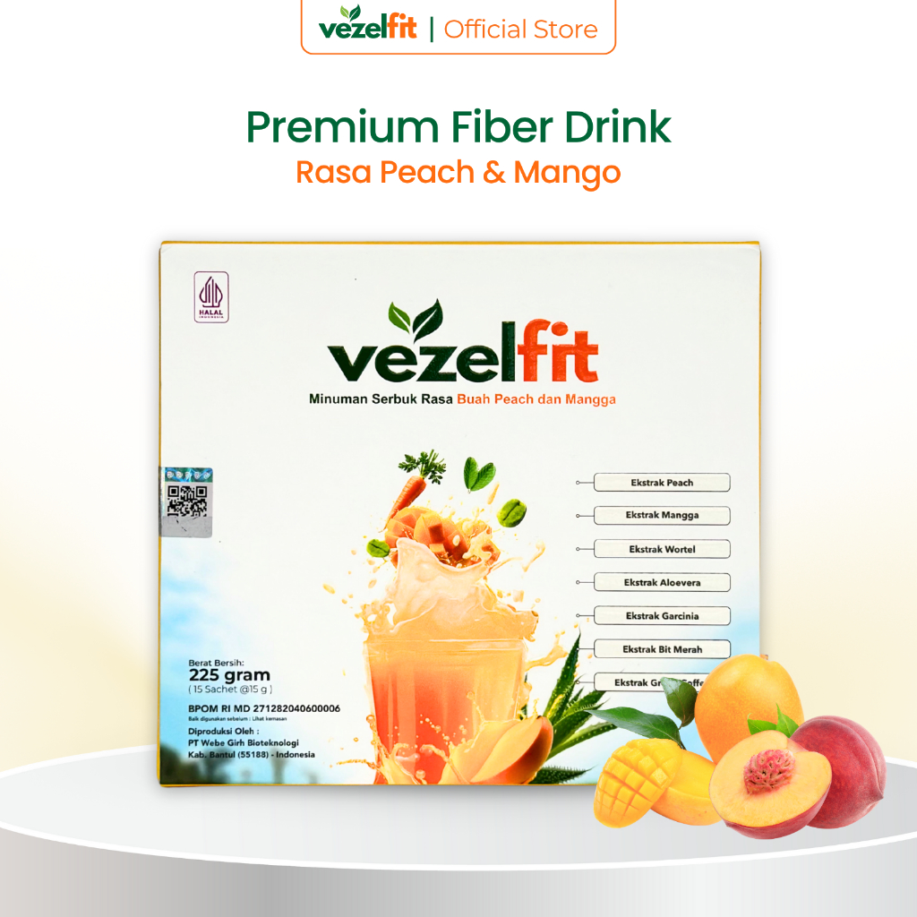 Vezelfit Minuman Serbuk Rasa Buah Peach & Mangga 2 BOX