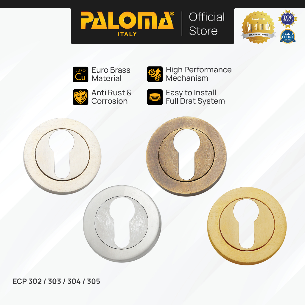 PALOMA Ring Kunci Penutup Silinder Kunci Pintu Door Escutcheon Bulat Round Brass Kuningan Chrome Kro