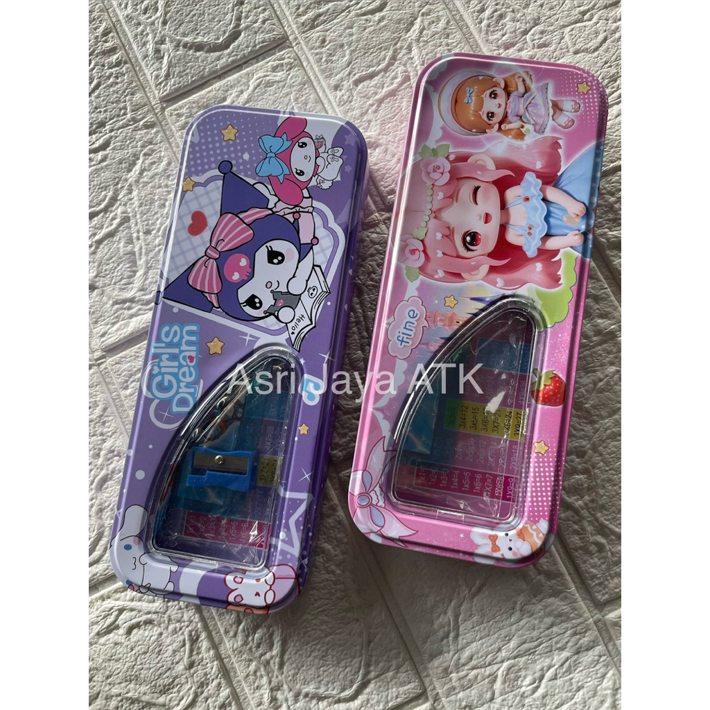 Asri Gaya ATK Tepak Girls Dream & Fine Kotak Pensil Anak Perempuan dengan Penggaris dan Penghapus