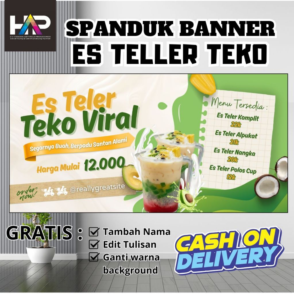 Banner ES TELER TEKO | Spanduk ES TELER TEKO VIRAL | Banner ES TELER TEKO Creamy | Es Teler Creamy