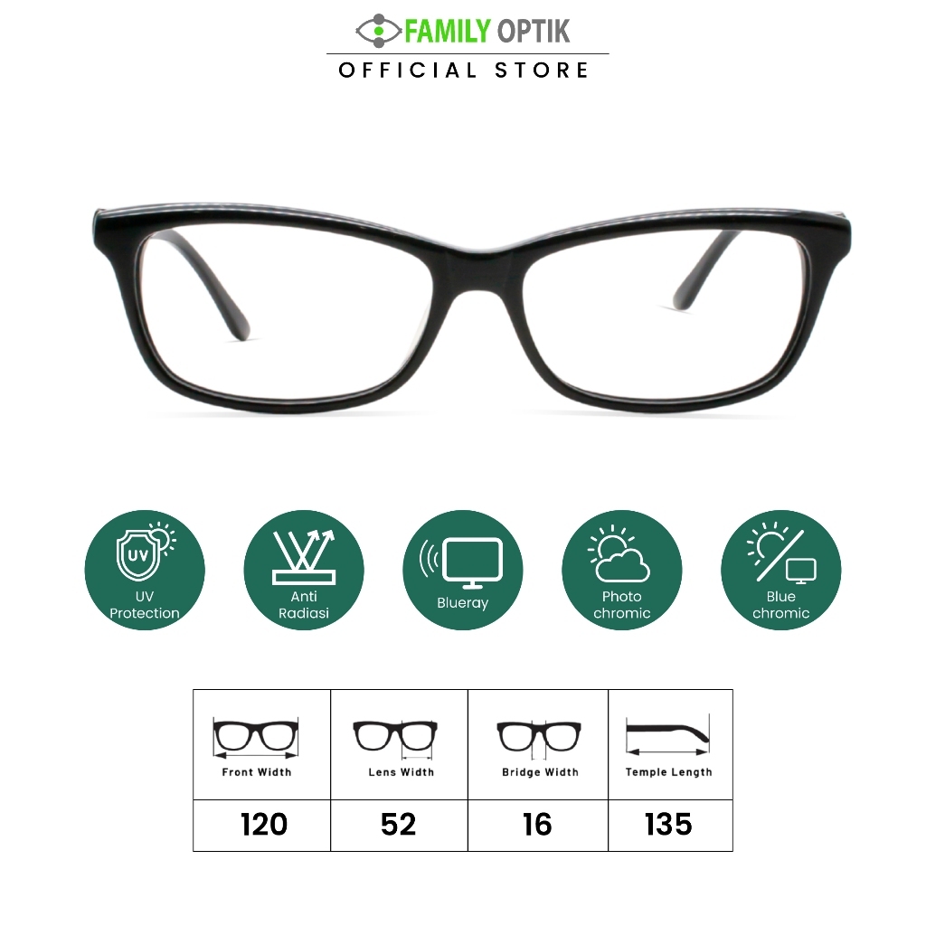 Family Optik - Kacamata Vintage Blueray Photocromic Anti Radiasi 6250