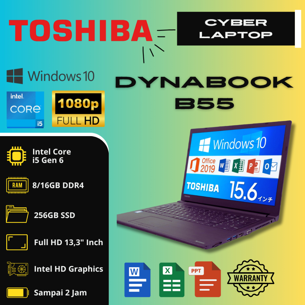 Laptop Toshiba Dynabook Seris fungsi ok. Core i5 Gen 6/ RAM 8 /SSD 120 -256 .murah cuma 1 jutaan.