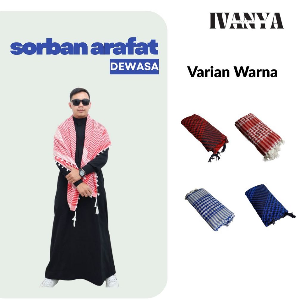 Sorban Pria | Surban Dewasa | Sorban Arab | Sorban Segi Empat | Sorban Arafat Dewasa Premium