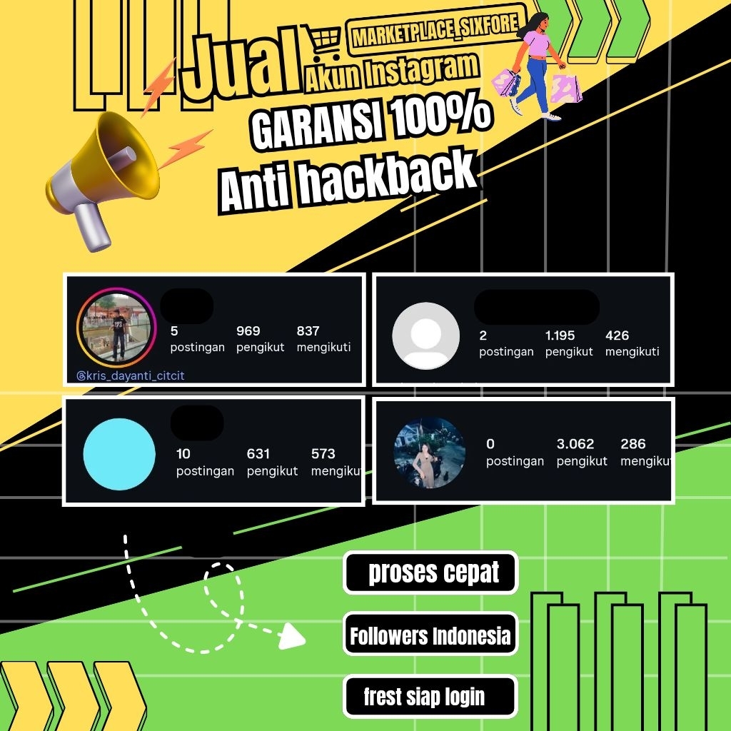 JUAL AKUN INSTAGRAM 500-5K FOLLOWERS, REAL FOLLOWERS INDONESIA, INSTA PERMANENT BERGARANSI AKTIF