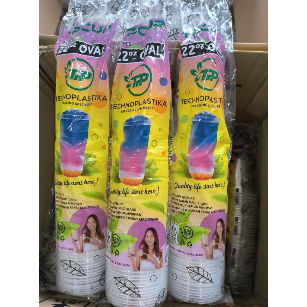 Cup Gelas Bening Techno ukuran 22 OZ Oval