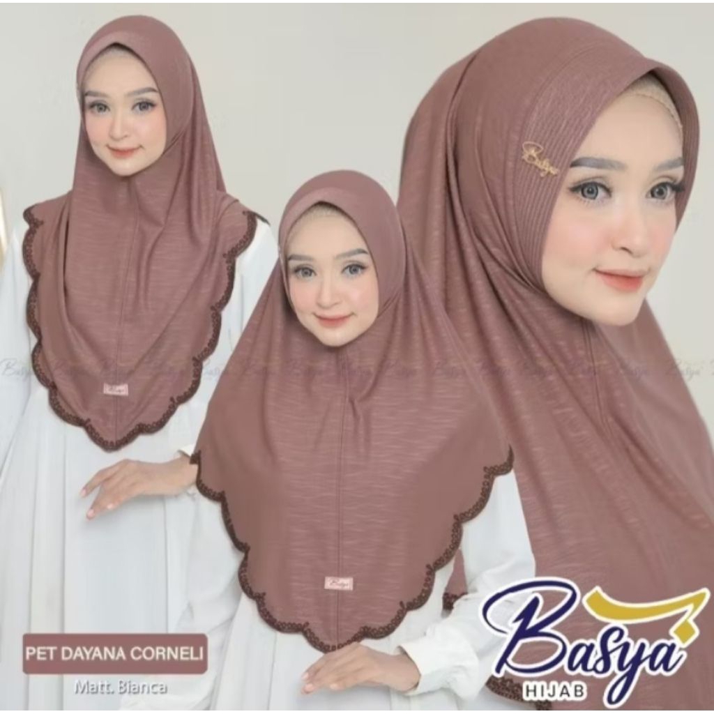 (BASYA) PET DAYANA CORNELIhijab instan pet hijab jersey bianca kerudung instan motif jilbab instan