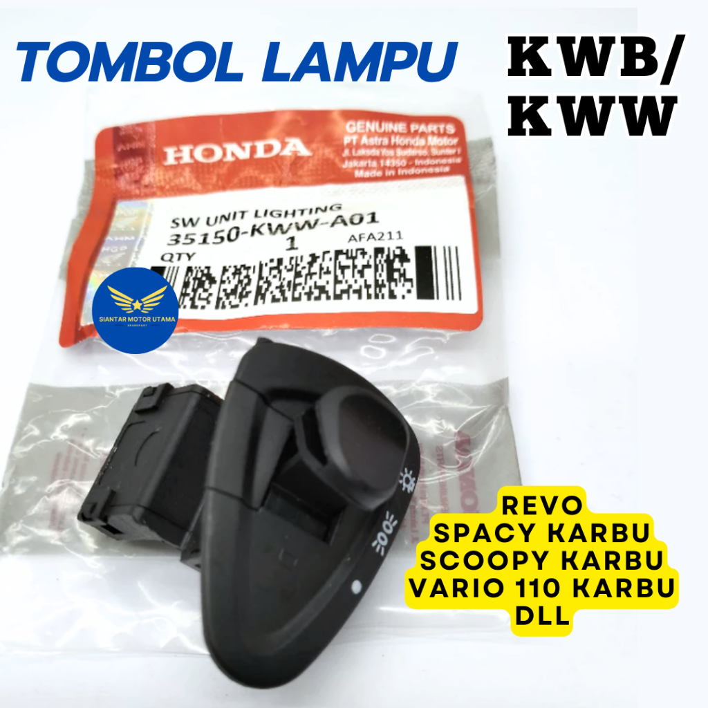 35150-KWW-A01 Tombol Saklar Lampu Depan KWW Honda Revo 110 Spacy Karbu Scoopy Karbu Vario 110 Karbu