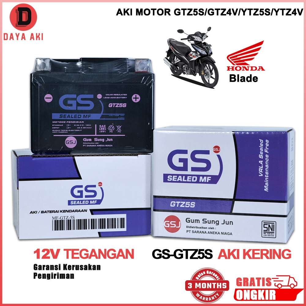 Aki Motor GTZ5S MF Aki Kering Motor Honda Blade
