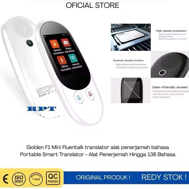 Golden F1 Mini Fluentalk translator alat penerjamah bahasa Portable Smart Translator - Alat Penerjem