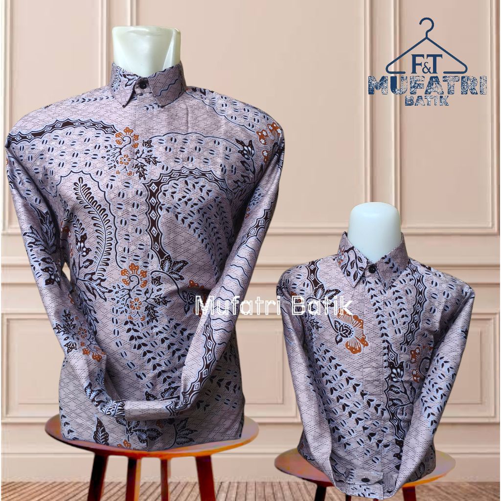 Batik Pink Taro Couple Ayah Dan Anak Bahan Katun Adem Ada Lapisan Furing//kemeja batik couple ayah a