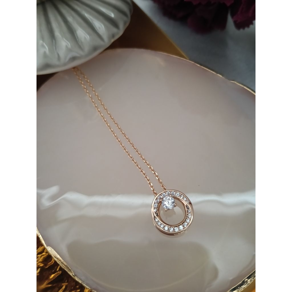 kalung rantai liontin permata bulat