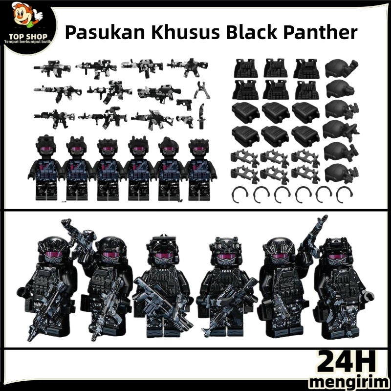 Mainan Minifigure Military Swat Team Guns Building Blocks Macan kumbang